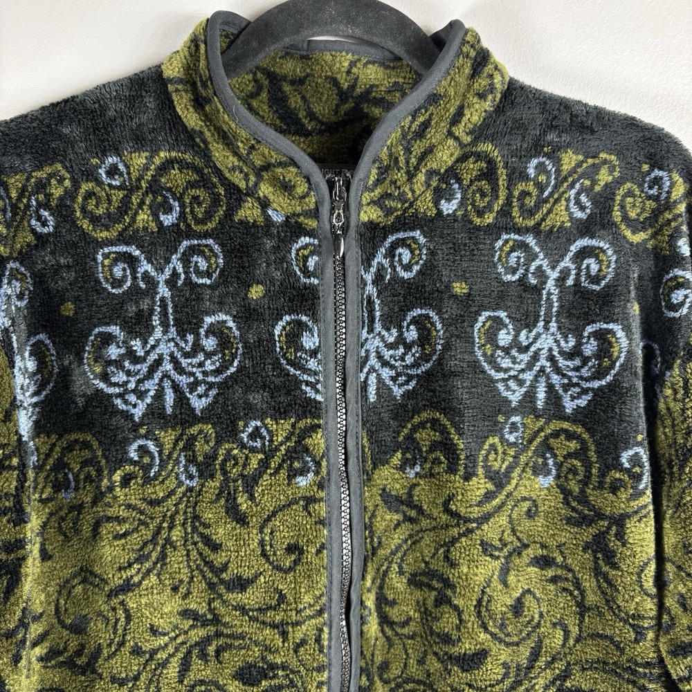Straight Down Women's Large Green Black Full Zip Long Sleeve Fleece Jacket